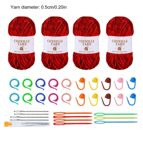 Ensemble de fils à Crochet en peluche, 4-Ensemble chenille 3 1