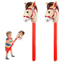 Pack of 2 Hobby Horse, Inflatable Stick Horse, for Christmas, Party Gift Props (Red)