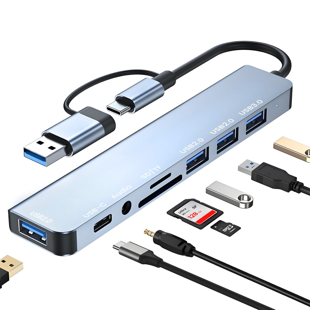 8In1 Usbc Hub Multiport Expansion With Sd/Tf Card Reader, Typec Audio Ports For Macbook, Ipad, And More 9189345020346