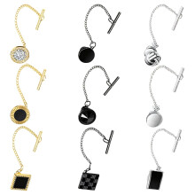 Men's 9 Piece Tie Clip Collection, Classic Black, Gold and Crystal Designs