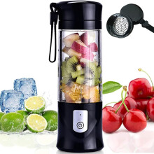 Bærbar blender, miniblenderflasker, genopladelig smoothieblender med høj hastighed og USB, seks blade, 3D til forfriskning på farten, bærbar og