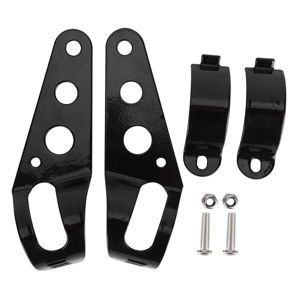 Universal Headlight Mounts Metal Construction Adjustable Fit Motorcycle Fork Ear Mounts Steady And Stable Finish Premium Material For Chopper Black 9138057099874