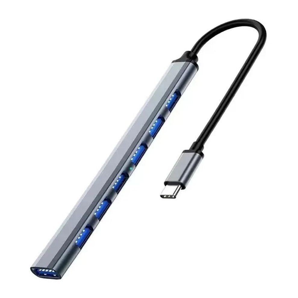 7In1 Usb Hub 1 Usb 3.0 6 Usb 2.0 Ports, Aluminium Alloy Usb Hub, 90Cm Cable, Typec Compatible Grey 9412369119544