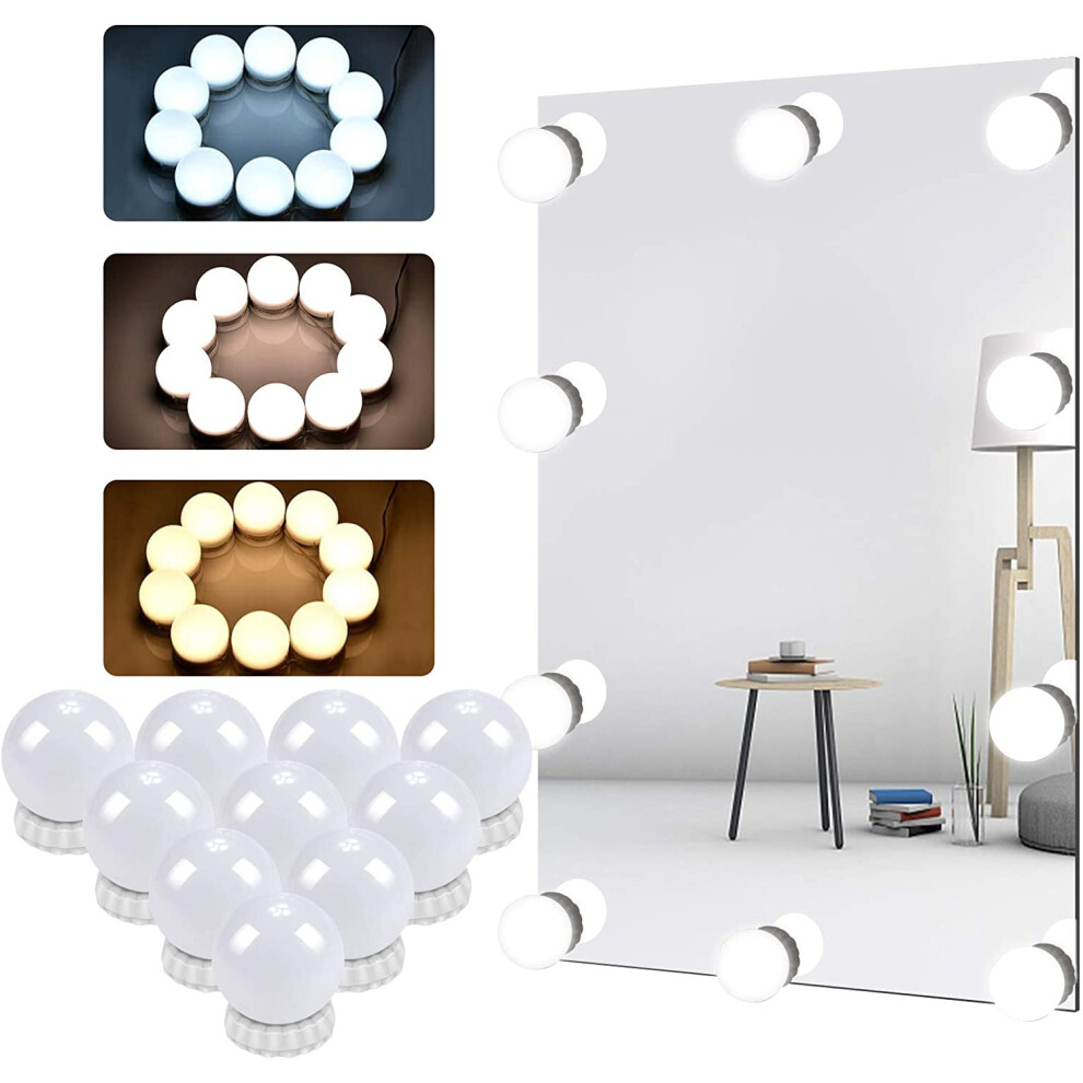 Hollywood Inspired Led Vanity Mirror Lights, Mirror Lights For Makeup Desk With 10 Dimmable Bulbs, Customizable Bulb Spacing And Stick-On 9048212431657