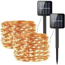 Decorações Mágicas para Exterior: Cordão de Luzes Solares para Exterior, Fio de Cobre Flexível e Impermeável, 8 Modos de Iluminação com