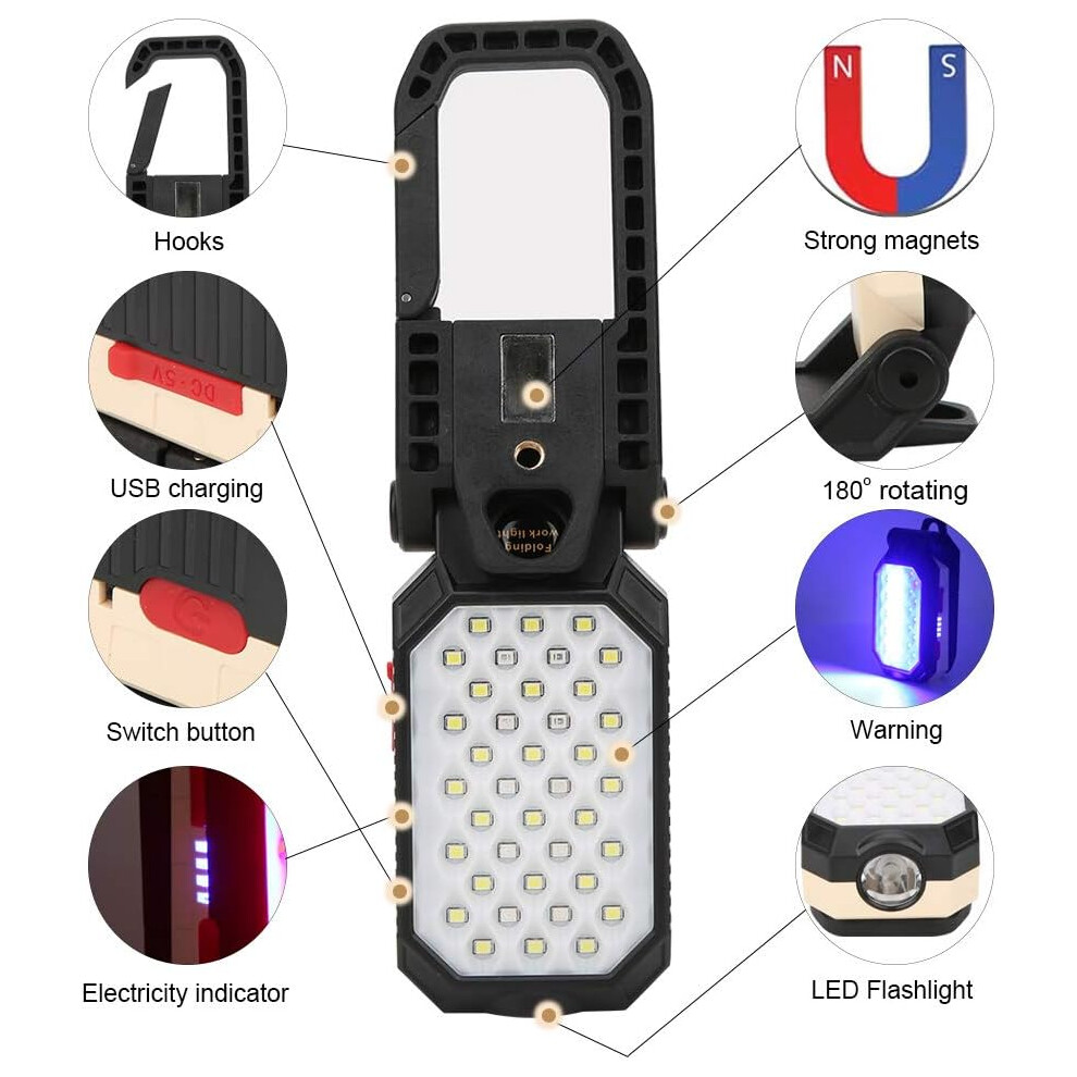 Effortless Illumination, Portable Work Led Light With Hanging Hook And Battery Indicator, Waterproof For Reliability In Any Environment (Features 9128293347907