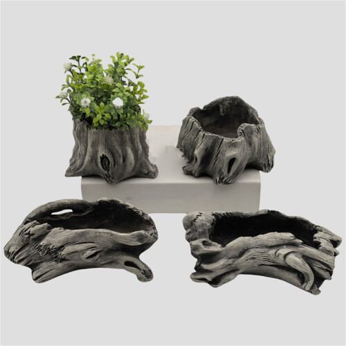 Artificial Driftwood Succulents Planter Rustics-grandma gray 2