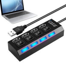 USB Hub MultiPort Splitter, Compact USB Expander With Independent Switches, AntiSlip Design For Remote Work, Gaming