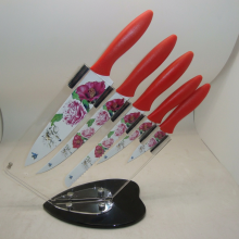 6 PC knives with acrylic knife block, multi-purpose kitchen knife set