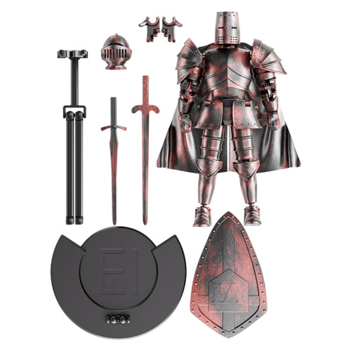Multijointed medieval robot figure  Flexible movable statue with 360 head