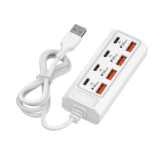 25W 8 Port USB Charging Adapter 4 TypeC And 4 USBA Ports Wall Charger Fast Charging For Phones