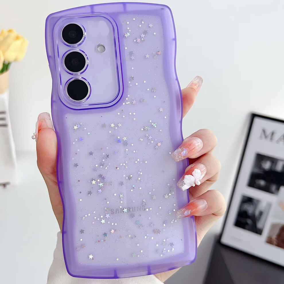 Nadoli Glitter Case For Samsung Galaxy A24 4G, Cute Curly Waves Frame (Purple) Purple 9412369155016