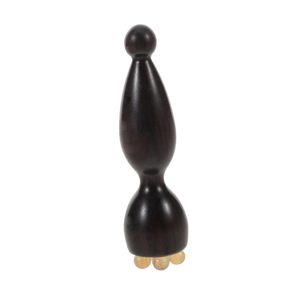 Wooden handheld eye massager for skincare, featuring ergonomic design for targeted acupressure and swelling reduction.