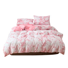 Polyester Fiber Bedding, Not Easy to Fade or Shrink 3Pcs/Set White Marble Pattern for Guest Room