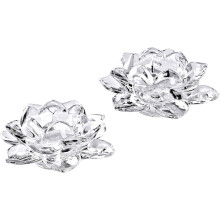Unique Crystal Lotus Tealight Candle Holders, Decorative Sparkling Facets for Diamond-Like Illumination, Symbol of Love, 2PCS