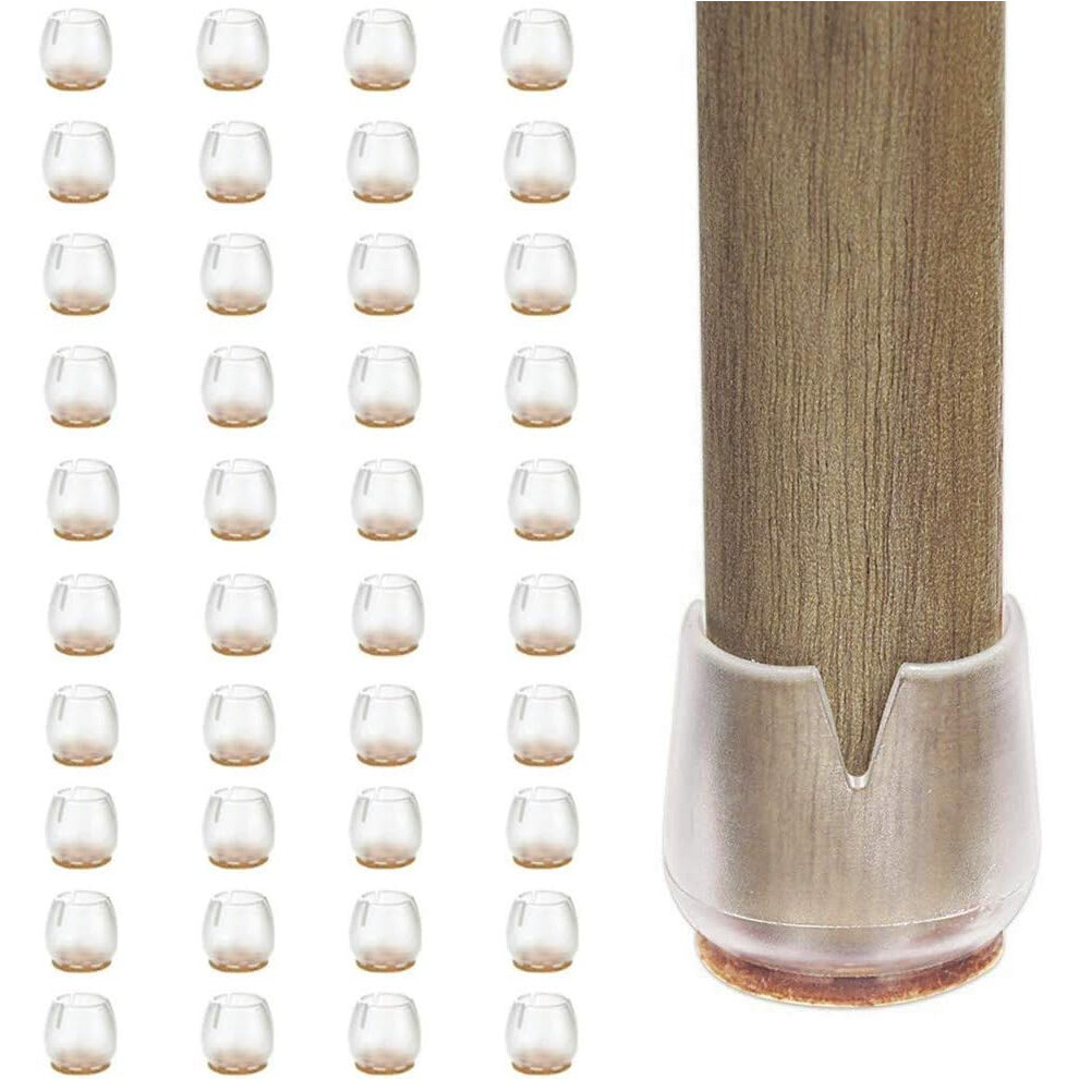 Silicone Table Pads, Non-Slip Wear-Resistant Felt Furniture Circular Feet Covers For Scratch Prevention On Hardwood Floors (40Pcs) 9453559652823