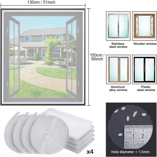 Cuttable Window Screen Protector, Improved Anti-Insect Design With Fine Mesh Transparent Screen For Custom Fit, Adjustable Window Screen Ideal For Var 1