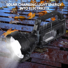 Solar Charging Flashlight, Emergency Power Supply Lantern With Manual Power Generation, Waterproof Shell, Ideal For Indoor And Outdoor Activities