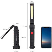 Portable Flood Light, Foldable Design Rechargeable WorkLight with 5 Modes, 360 Degree Rotate COB LED Mechanic Light for Automotive, Camping,