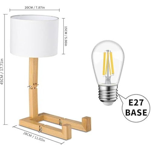 LED Chip Light Source Desk Lamp, Handmade Solid Wood Base With Linen Shade, Safe Quality Eye Protection Adjustable Shape, Creative Table Lamp For 1