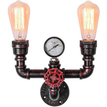 Vízvezeték dizájn fali lámpa, könnyen felszerelhető, vintage bronz bevonatú fém szerkezet, E26 foglalat, konyhába és boltba