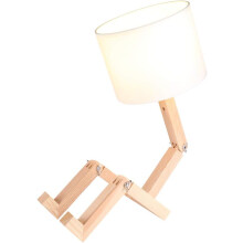 LED Chip Light Source Desk Lamp, Handmade Solid Wood Base With Linen Shade, Safe Quality Eye Protection Adjustable Shape, Creative Table Lamp For