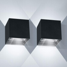 Applique murale avec source lumineuse non remplaçable, éclairage orientable vers le haut et vers le bas, boîtier carré en alliage d'aluminium
