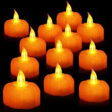 Halloween-koristeet, paristokäyttöiset välkkyvät teekynttilät lämpimällä valkoisella valolla, liekittömät kynttilät, ihanteelliset