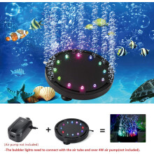 Lumină subacvatică cu bule, lumini de acvariu curcubeu cu disc submersibil cu piatră de aer multicolor, lumină cu bule de acvariu de 5 inch