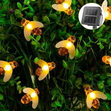 Gardiens de jardin lumineux : guirlande lumineuse solaire, 40 abeilles artificielles, 9,5 m de lumière magique et étanche pour l’extérieur,