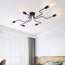 Daingneáin Solais Thionsclaíocha, Cruth Píopa Flush-Suite le haghaidh Aeistéitic Seanré, Tionól Éasca le 6 Lámh Lampa Inchoigeartaithe,