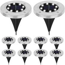 Balises solaires de chemin, lampes solaires au sol en acier inoxydable, sûres d'utilisation, pour jardin, pelouse, terrasse, allée (blanc froid)