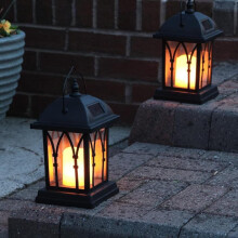 Luminárias solares suspensas para jardim, lanternas solares externas à prova d'água com efeito de chama, decoração para exteriores, 15 cm x 15