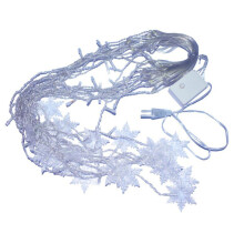 Guirlande lumineuse charmante en forme de flocons de neige, rideau lumineux LED avec LED blanc froid en forme de flocons de neige, fil de cuivre