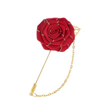 Brooches for Men, Fabric Rose Brooch, Single Row Pin, Cardigan Pin, Small Collar Clasp, Sweater Jacket, Men's Accessories (Red), One Size, Red