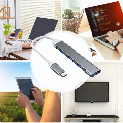 USB Multiport Adapter 4Port USB 3.0 Hub Splitter Extension For Laptop, Audio, Printer, Game Controller, Flash Drive 2