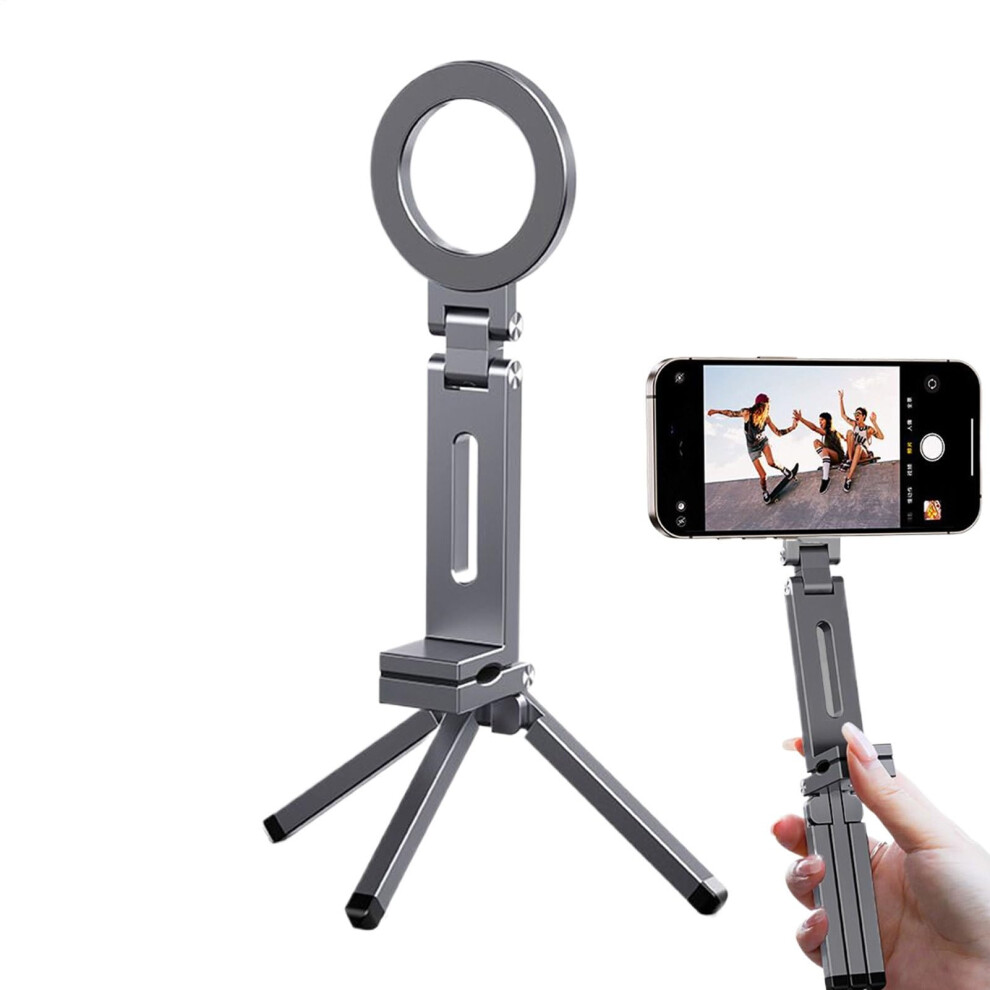 Magnetic Stand Â Mini Aluminum Tripod Portable, Foldable, Rotatable Clip Stand For Phone, Smartphone, Gray 9412369089045