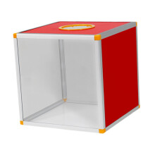 Prize draw container for events and fundraising, transparent front, 30x30x30cm