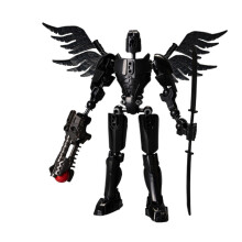 Action Figure Ornament, Assembled Toy Articulated Full Body Mobile Robot Desktop Decoration Mobile Full Body Robot for Desktop Decoration Black