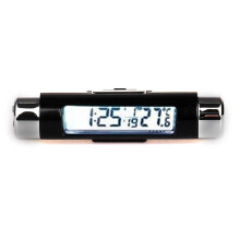 Car Digital Clock with Temperature Display LCD Backlight 12/24 Hour ClipOn Mount White