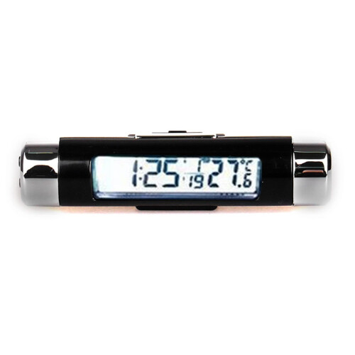 Car Digital Clock with Temperature Display LCD Backlight 12/24 Hour ClipOn Mount White