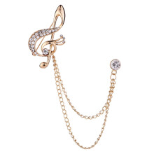 Men's Suit Brooches Musical Note Corsage Pin, Gold Tone Suit Chain Accessory, One Size