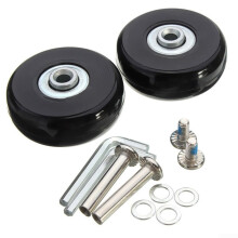 Replacement Wheel Set 2 Rubber Wheels For Suitcases And Roller Skates With Complete Installation Kit 43mm x 18mm