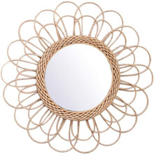 Rattan Hanging Mirror 40cm Round WallMount Wicker Boho Nordic Rustic Style Dressing Makeup Mirror For Living Room