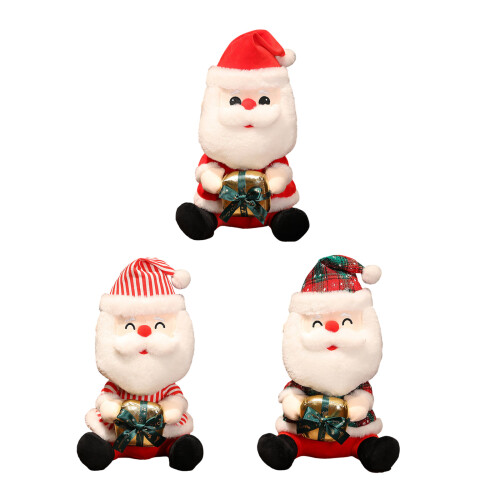 Santa Plush Doll Holding Gift Box Unique-red striped model 1