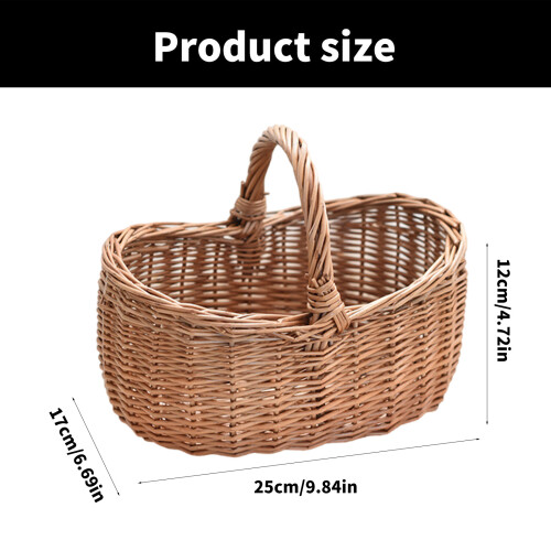 Multipurpose Sturdy Wicker Fruit Basket Portable-Unlined 2