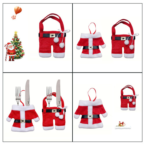 Pochettes à ustensiles de noël, 2 pièces, sacs de vaisselle, 1
