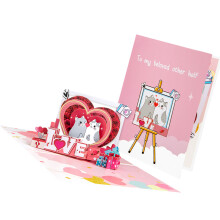 3D Popup Picture Frame Animal Card Valentine's Day Blessing-cat