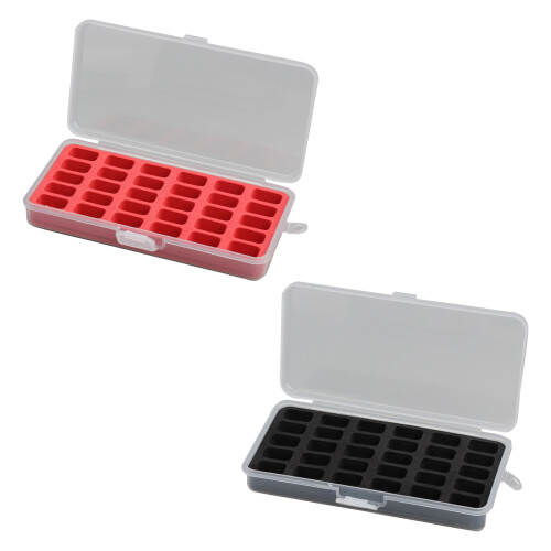 Bobbins Case 30 Grids ABS 18x9x3cm Dustproof Easy-red   black