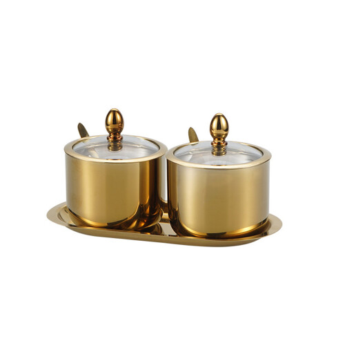 Pot d'épices de récipient-Or Deux pots d'assaisonnement